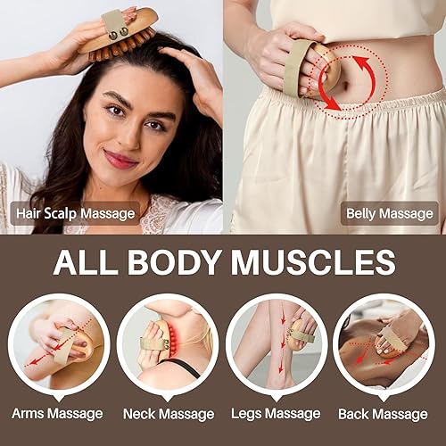 Miniatura 2 de Herramienta de masaje de terapia de madera para grasa del vientre, cepillo de masaje meridiano de madera para removedor de celulitis, masajeador de