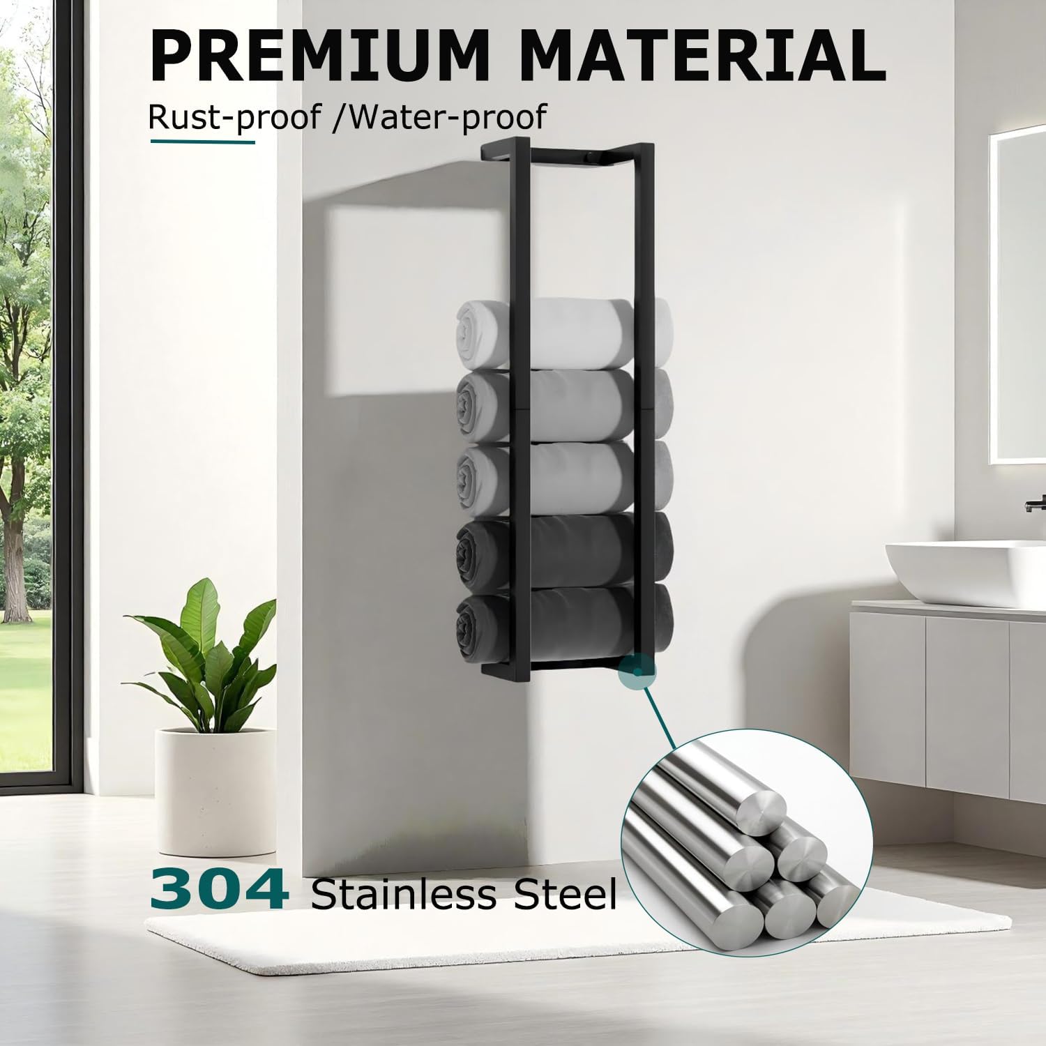 Modern Towel Racks for Bathroom, Wall Mounted Towel Holder in Stainless Steel, Space-Saving Towel Storage for Rolled Towels, Minimalist Bathroom Organizer for Small Bathrooms, RV & Dorm