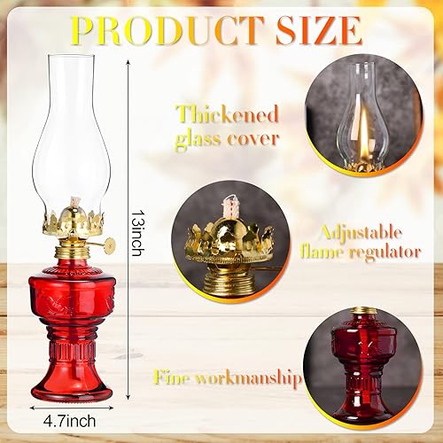 Miniatura 2 de 2 lámparas de aceite de cámara para uso en interiores, lámpara vintage de queroseno, linterna rústica de queroseno de huracán con mecha de fuego