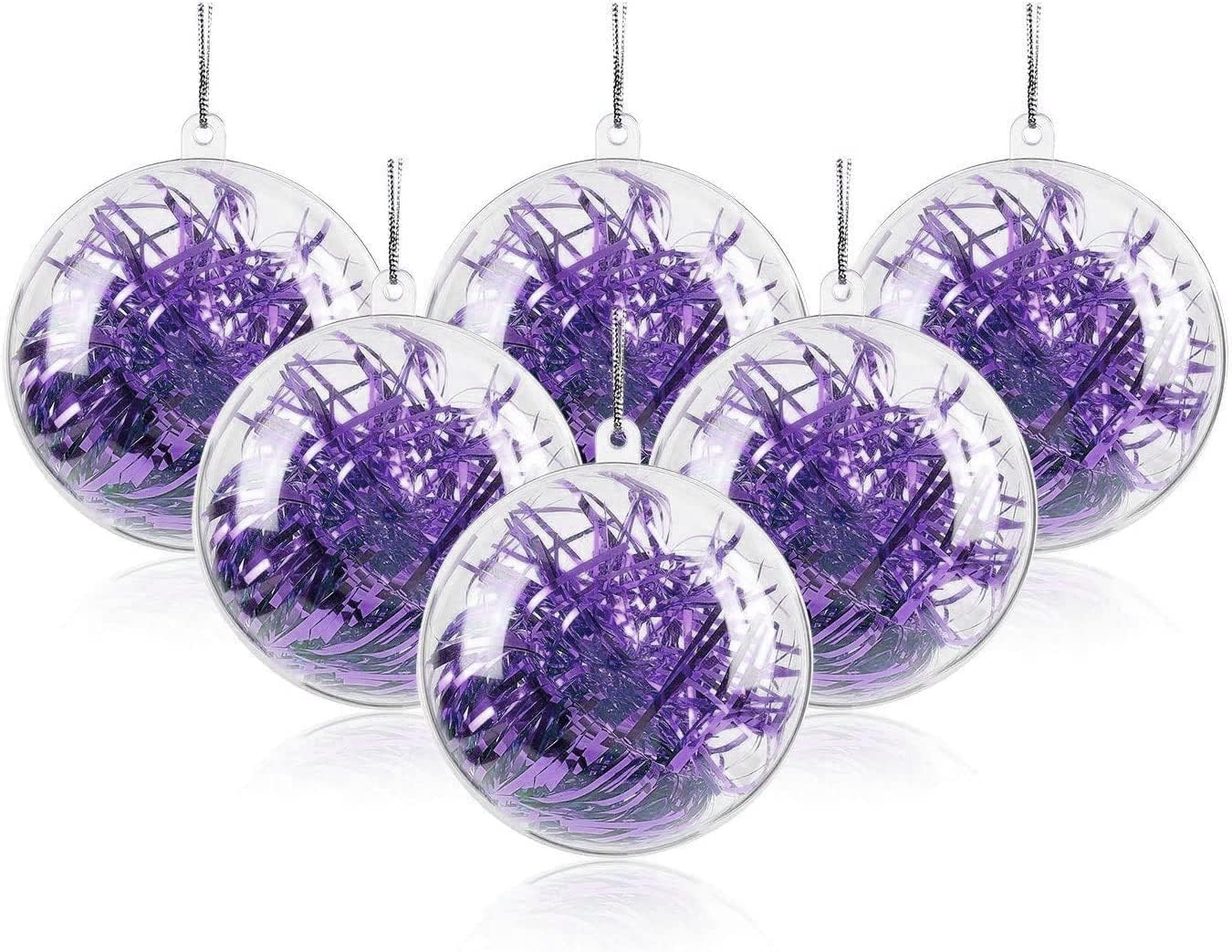 Uten 20 adornos rellenables de plástico transparente, bola de árbol de decoración de Navidad, bola de manualidades, para Nochebuena, Año Nuevo,