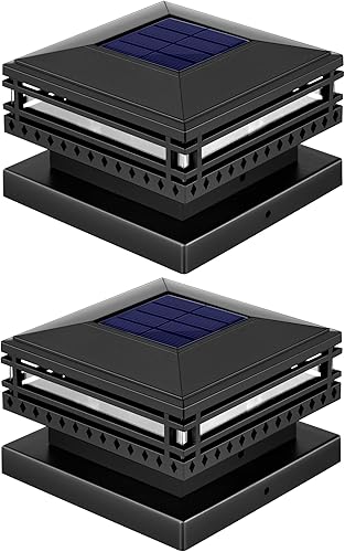 Luces solares para postes al aire libre, 25 lúmenes, luces solares IP45 impermeables para valla de 3.5 x 3.5, 4 x 4, 5 x 5 pulgadas, decoración de