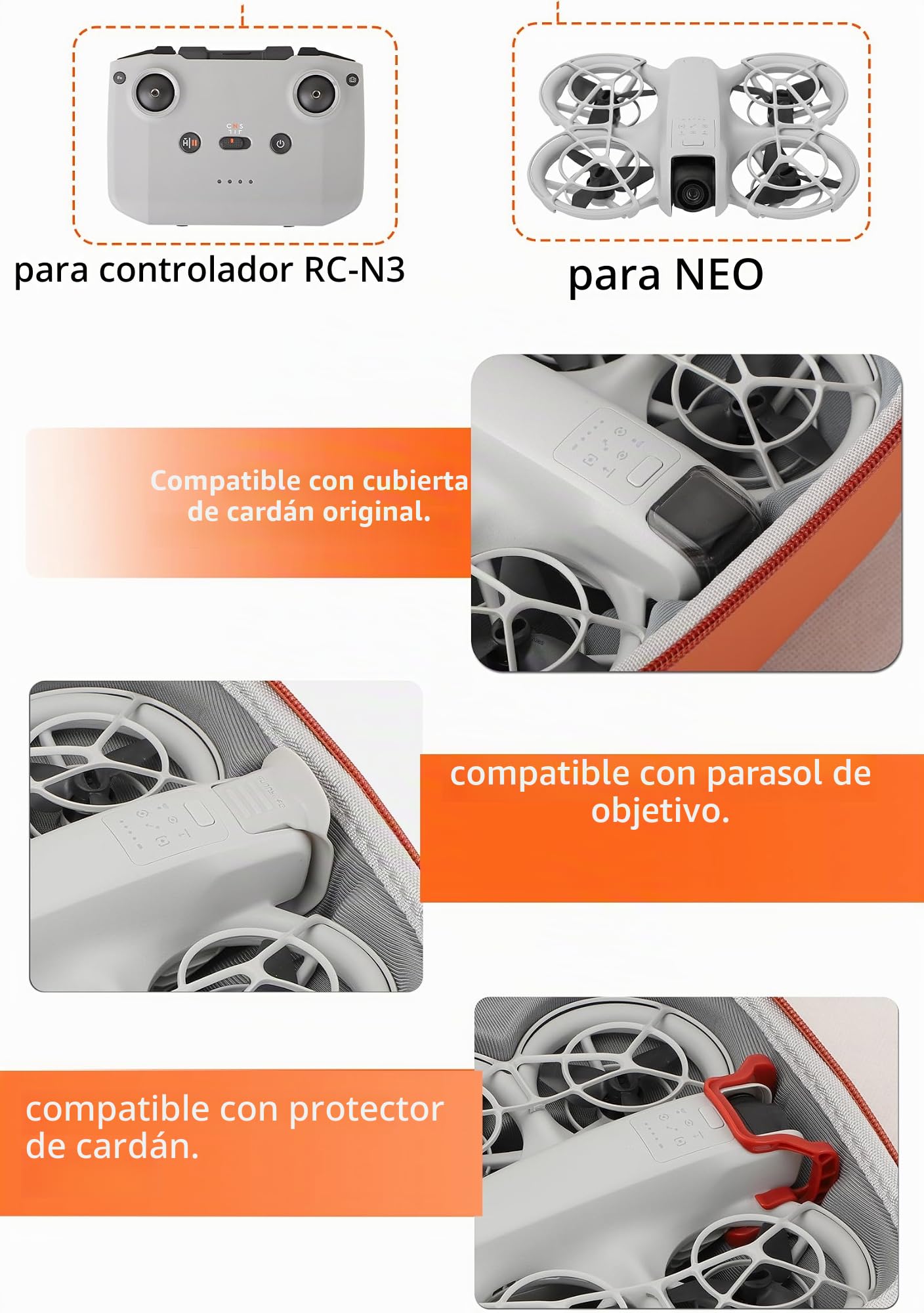 Bolsa para DJI NEO Bolsa de almacenamiento portátil Maleta rígida Bolsa de transporte impermeable resistente a la humedad a prueba de polvo Accesorios para drones, gris, Deportivo