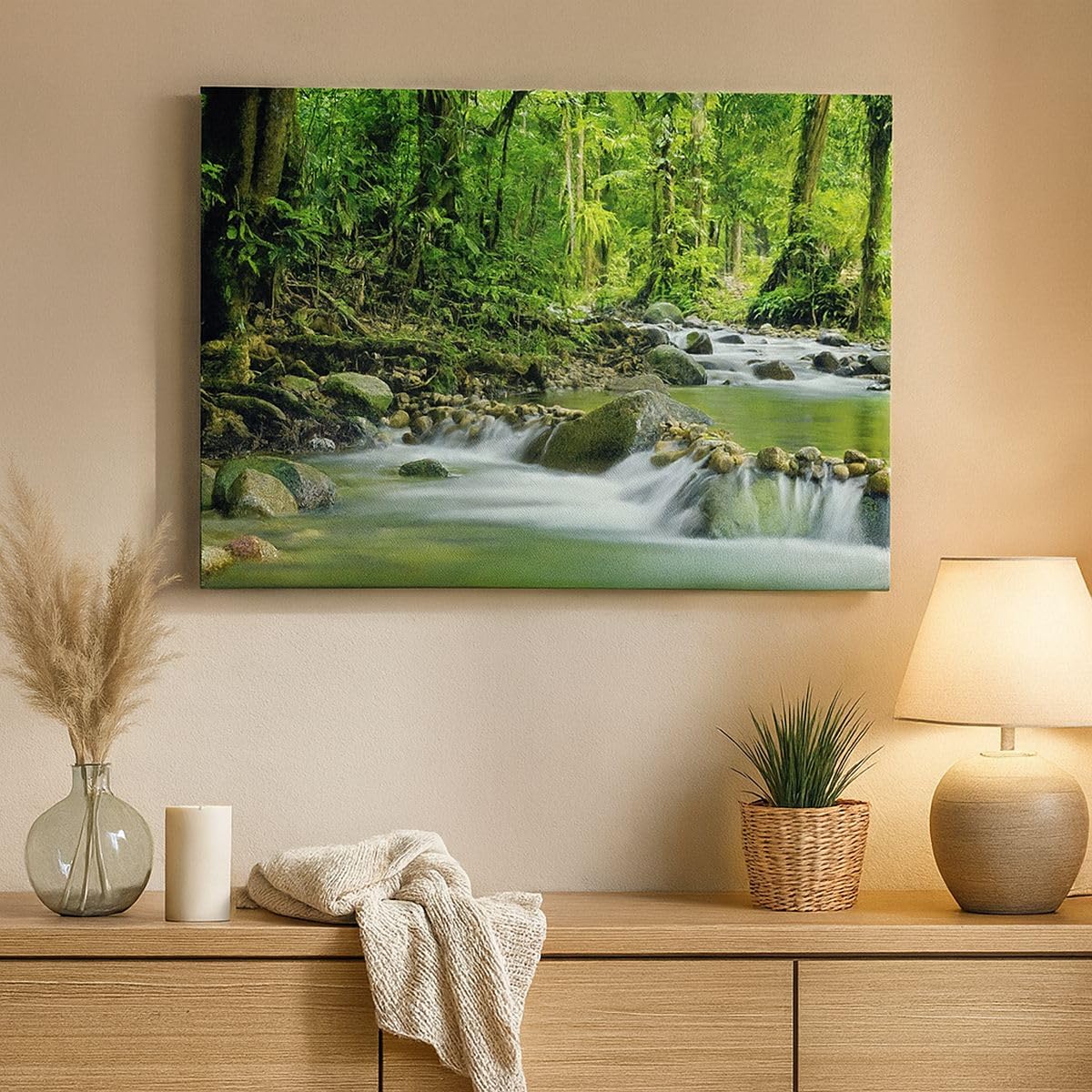 ARTTOR Leinwandbild 100x70cm Wandbild Landschaften Wald - 0174 | Strom Natur Groß Wanddekoration Wohnzimmer Schlafzimmer Küche Wanddeko Wand Kunstdruck Wandkunst Wall Decor ARTTOR