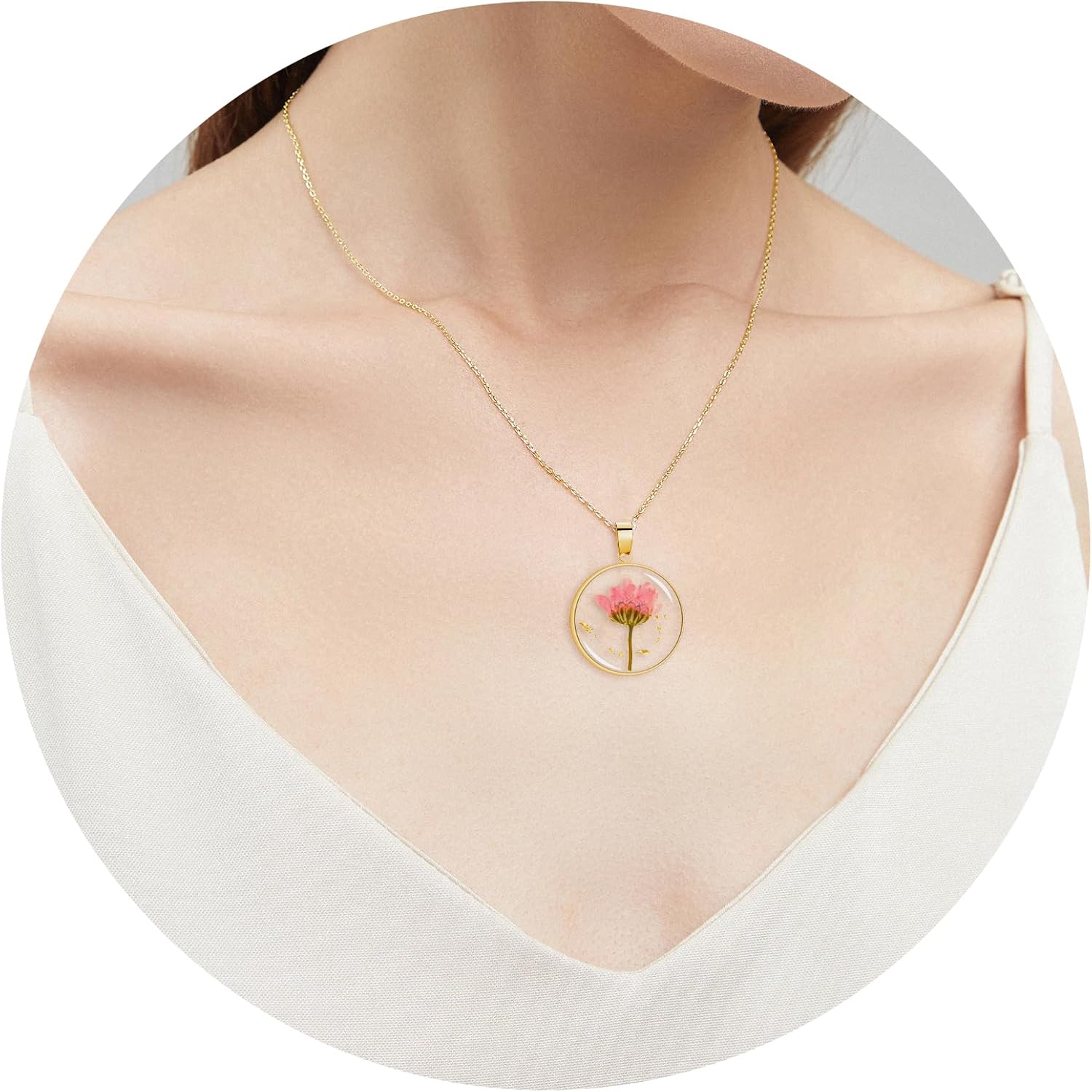 Pressed Flower Necklace Gift for Women | Personalized Handmade Necklaces | Birth Flower Necklace - Image 4