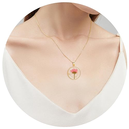 Miniatura 4 de Aster Pressed Flower Necklace,Personalized Gold Handmade Necklace,September Birth Flower Necklace for Women,Aster Represent Love and Wisdom,Perfect