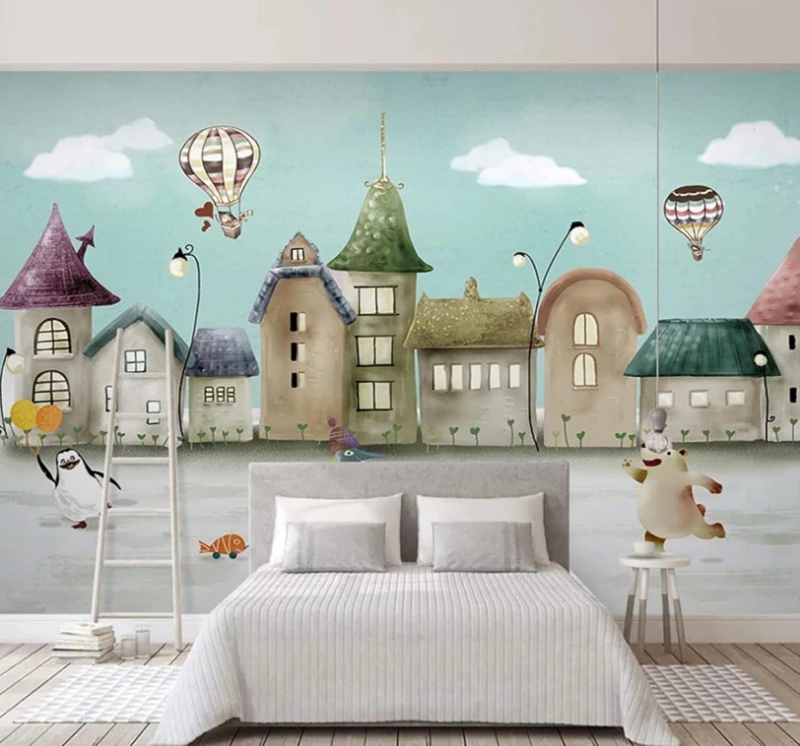 XLMING Hand Drawn Cartoon Castle House Animal 3D Wallpaper Luxury Home Dining Decor Paste Sofa Living Room The Wall for Bedroom Mural-400cm×280cm