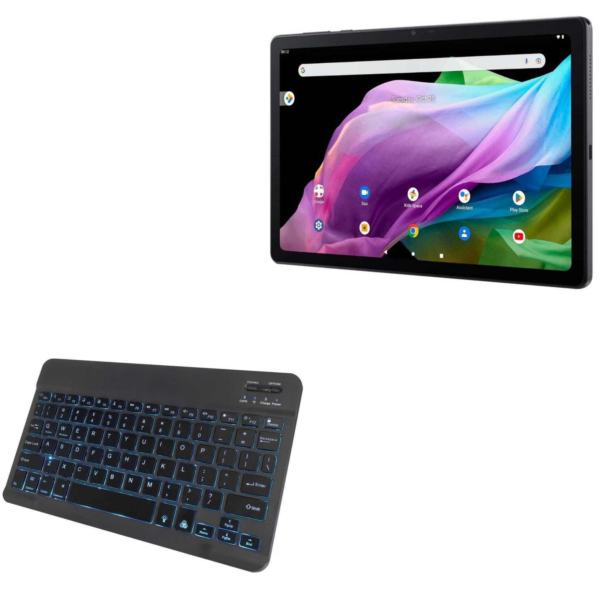 BoxWave Keyboard Compatible with Acer Iconia Tab P10 Tablet (10.4 in) - SlimKeys Bluetooth Keyboard - with Backlight, Portable Slim LED 7 Colors - Jet Black