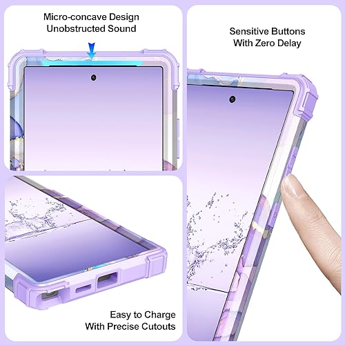 Miniatura 7 de Hekodonk Funda para Galaxy S24 Ultra, resistente a prueba de golpes, policarbonato duro, goma de silicona suave, 3 en 1, híbrida de cuerpo completo,