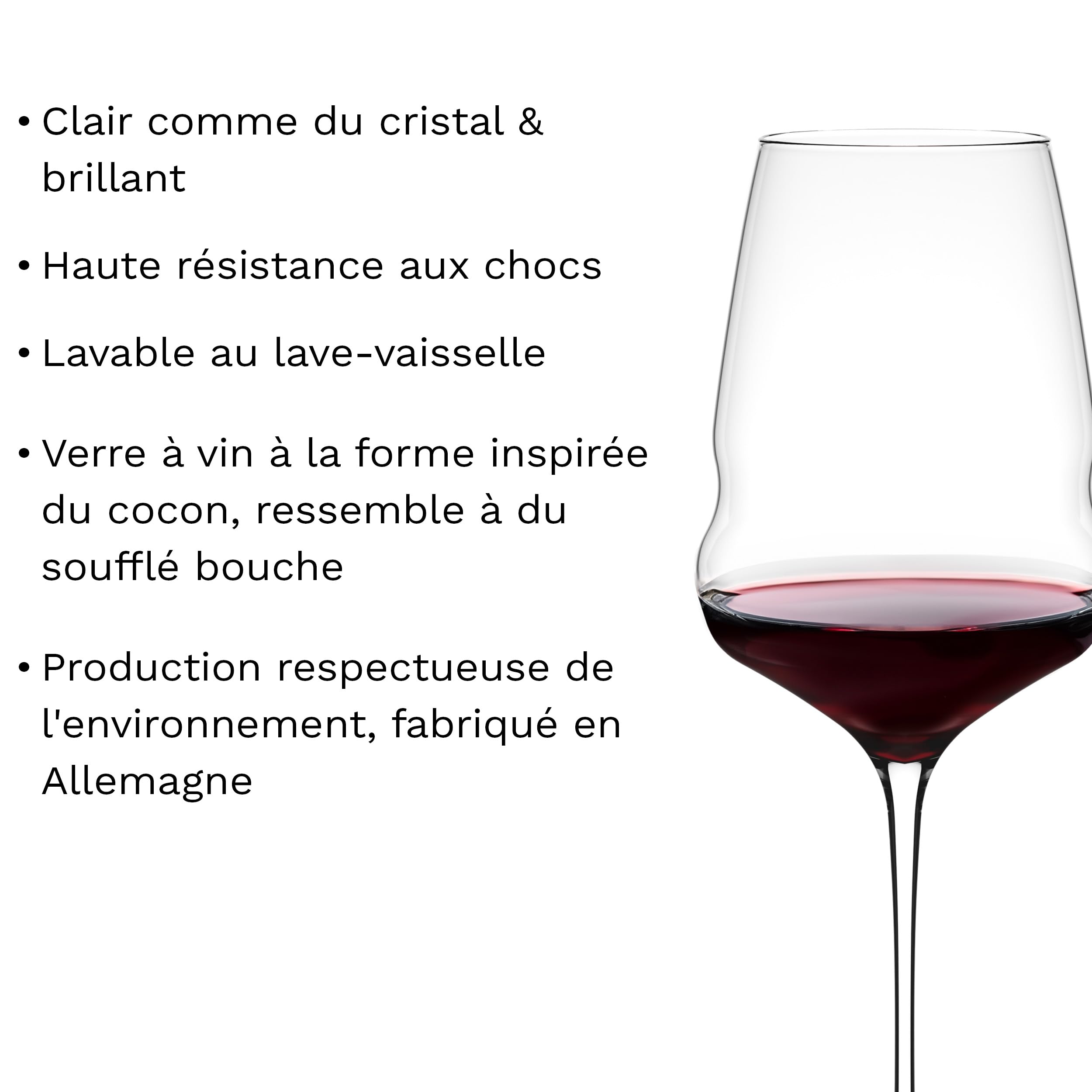 Stölzle Lausitz Verres à Vin Rouge Cocoon Lot de 6, 610ml – Verres de Haute Qualité Idéals pour le Vin Rouge – Verres à Vin Exquis en Cristal pour une Libération Maximale des Arômes