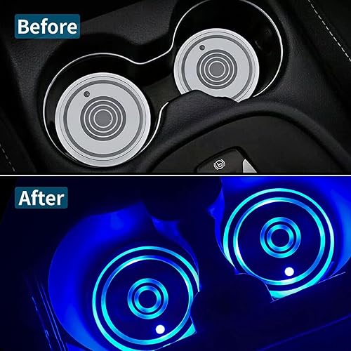 Miniatura 5 de Luces LED para portavasos de automóvil, 7 colores cambiantes, alfombrilla de carga USB, almohadilla impermeable para tazas, lámpara LED de atmósfera