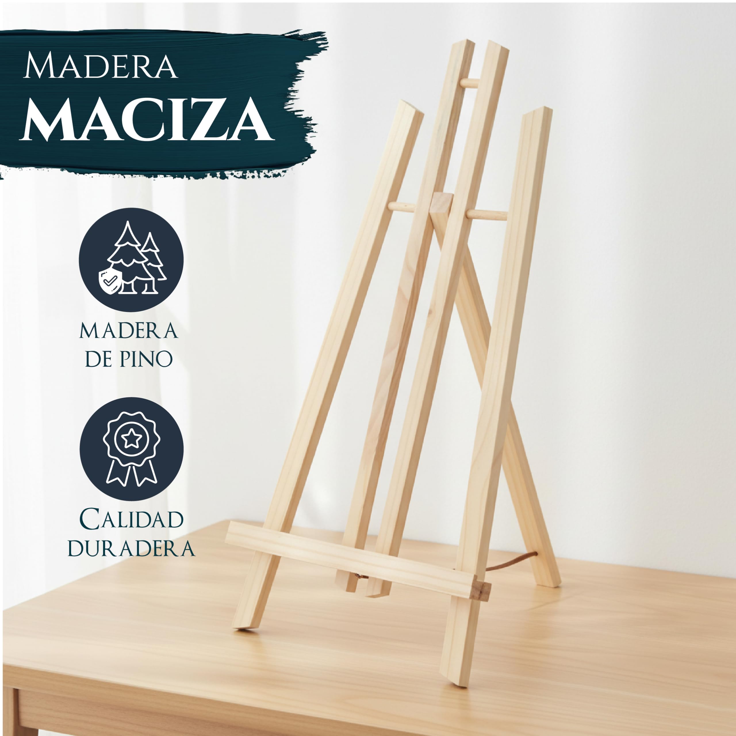 Artina Set de 5 Caballete de mesa pintura de pino macizo Ideal casa niños | para pintar para presentaciones adecuado para atril lienzos madera London