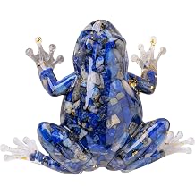 Natural Crystal Gravel Resin Frog Figurines - Healing Zen Decor for Fishbowl, Aquarium & Home, Handmade Frog Statues Collection, Spiritual Gift for Women Meditation, Feng Shui, Positive Energy