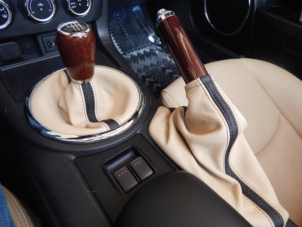 RedlineGoods Shift Boot Compatible with Mazda Miata NC 2006-15. Tailor Made - not Universal. Genuine top-Grade Italian Black Leather with Black Thread
