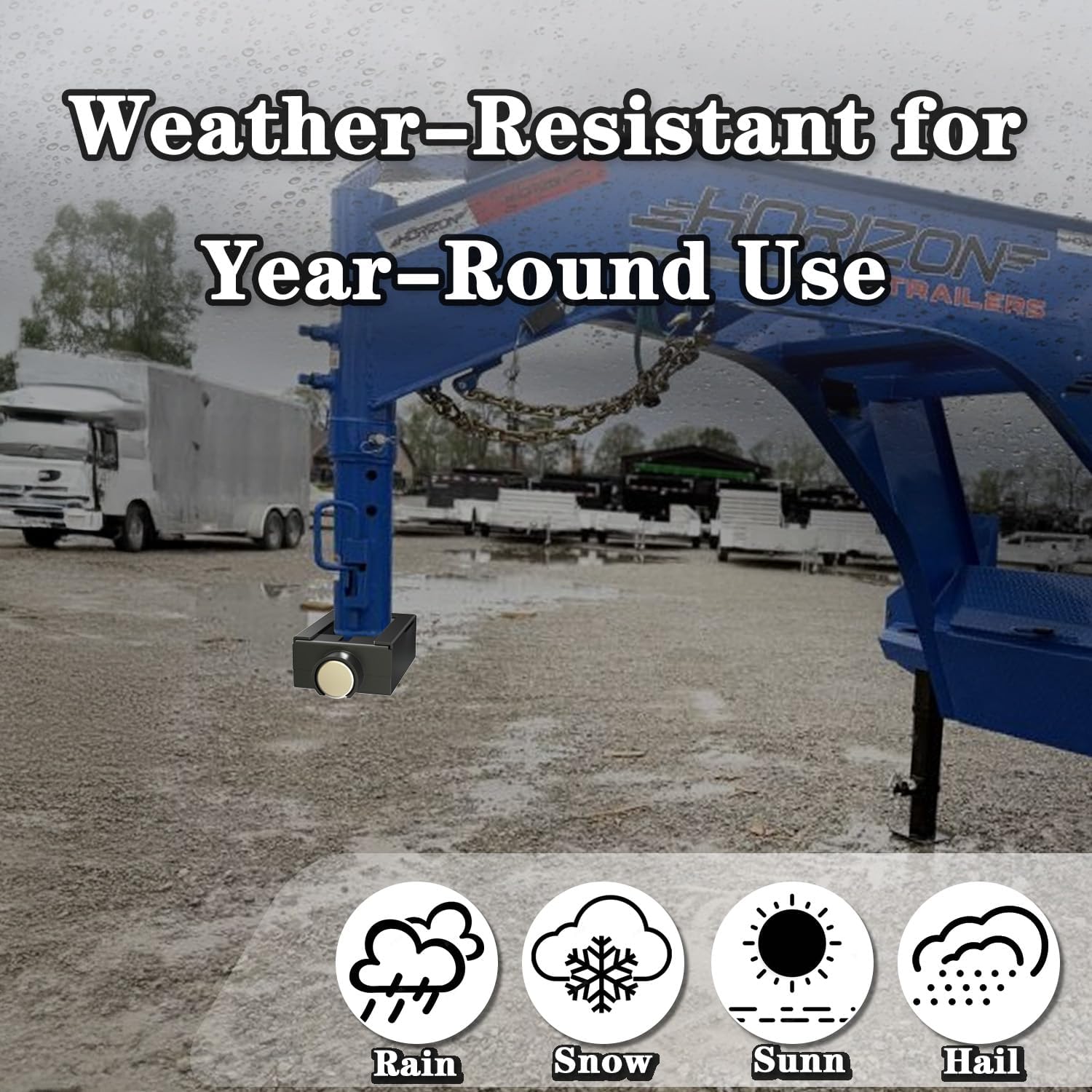 Gooseneck Trailer Lock, Heavy-Duty 5mm Alloy Steel with Drainage Slot, Hinge-Free Design for Maximum Security, Includes 2 Keys and 1 Lock, Gooseneck Round Tube Coupler, Theft Prevention