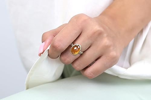 Miniatura 5 de Solid Gold Citrine Ring - 14k November Birthstone Ring - Elegant Oval Bezel Ring - Stacking Ring for Women - Perfect for Mom - Ideal Proposal Jewelry