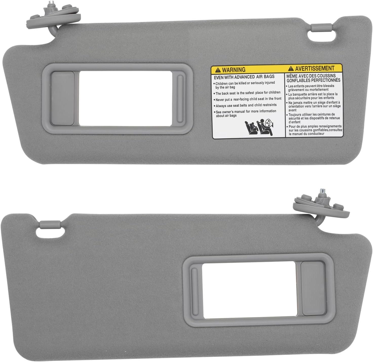 CRAZYPARTS Driver & Passenger Side Sun Visor Compatible with Toyota Tacoma 2005-2015 Sun Shade Replacement 7432004210B0 7431004120B0 Color Gray