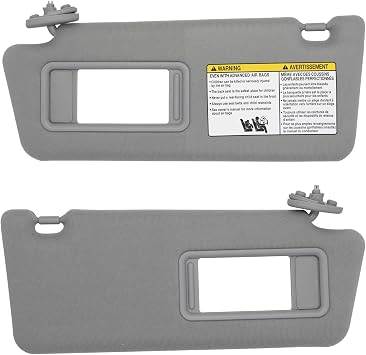 CRAZYPARTS Driver & Passenger Side Sun Visor Compatible with Toyota Tacoma 2005-2015 Sun Shade Replacement 7432004210B0 7431004120B0 Color Gray