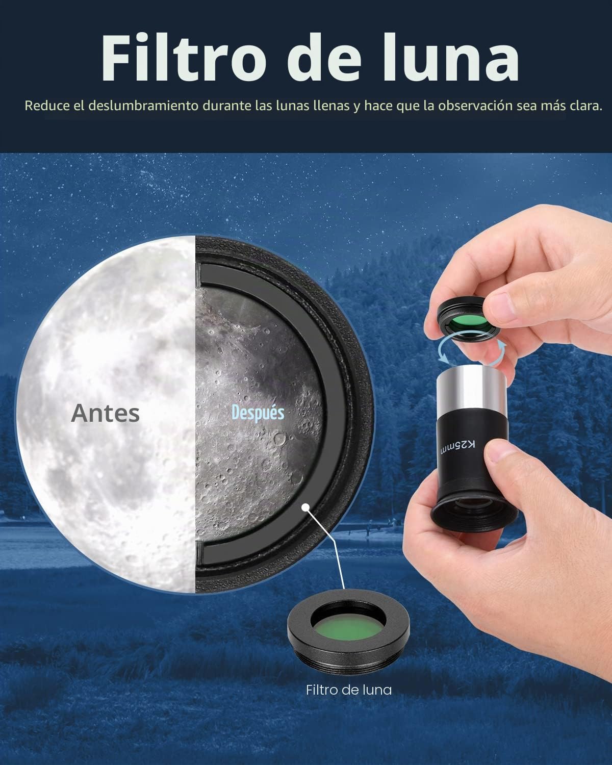 ESSLNB Telescopio 70mm 180X Telescopios Astronomicos con Ajustable Trípode Adaptador de Teléfono 3X Barlow Lente y Filtro de Luna