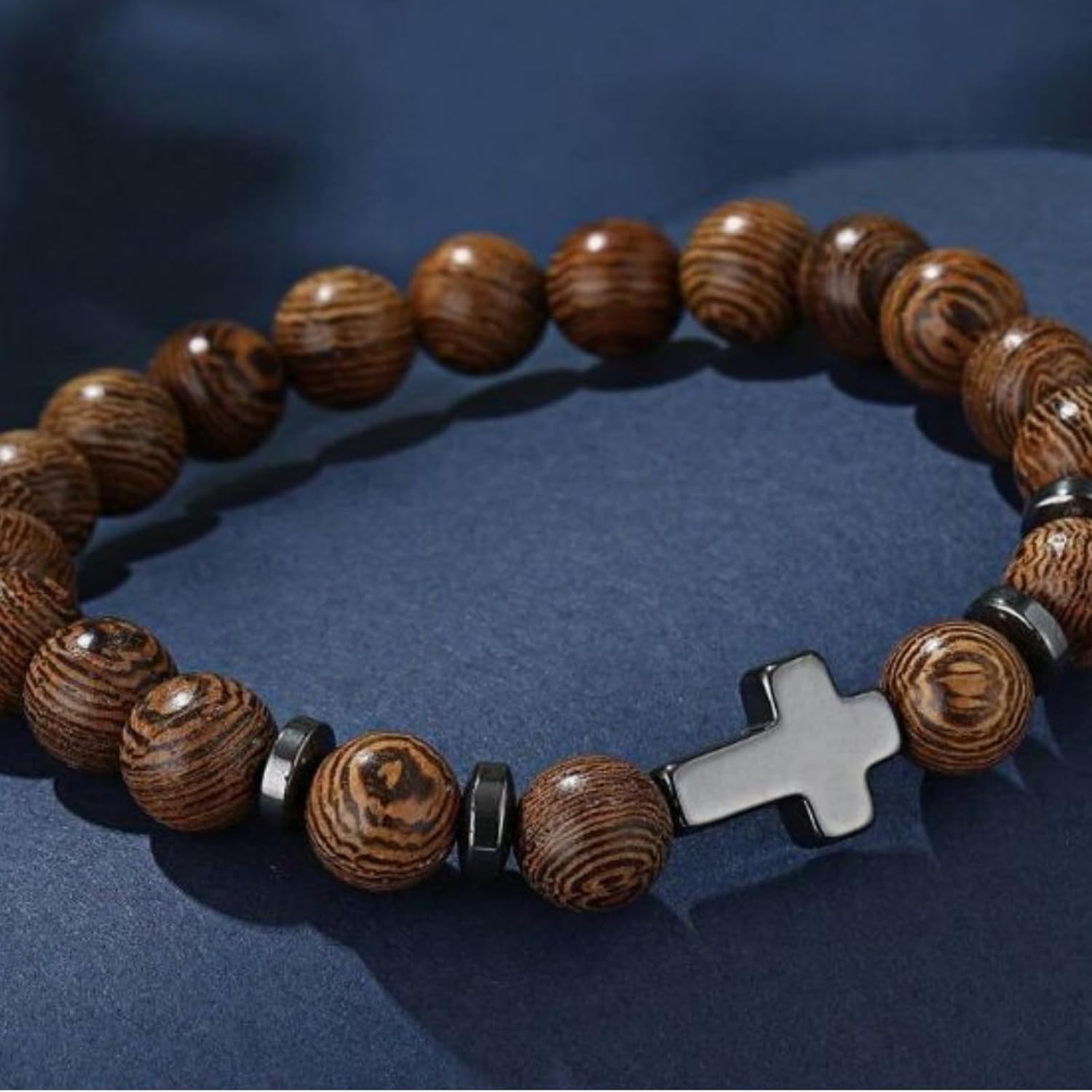 To My Son Bracelet from Mom Dad Mens Beaded Bracelets Cross Bracelet Jesus Christian Gifts for Son Inspirational Birthday Gifts for Men - Image 2