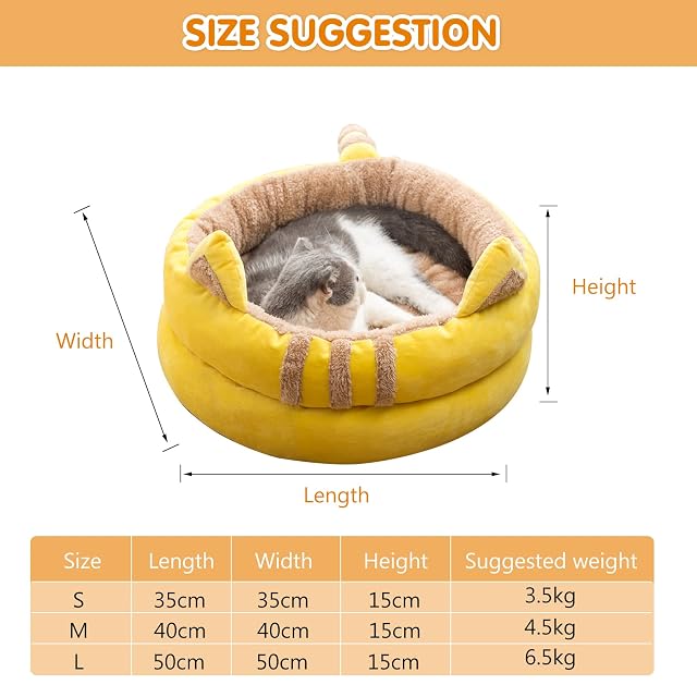 Foto 3 de 6 de PETCUTE Cama para Gato, Lavable para Gatos con Fondo Antideslizante, Canasta Caliente para Gatos