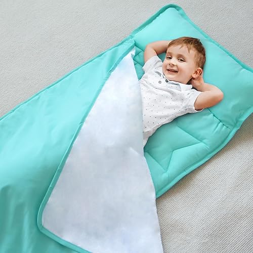 Miniatura 5 de Paquete de 2 tapetes para siesta para niños pequeños con manta de 50 x 21 x 1.5 pulgadas, tapete para siesta para niños y niñas, súper suave y