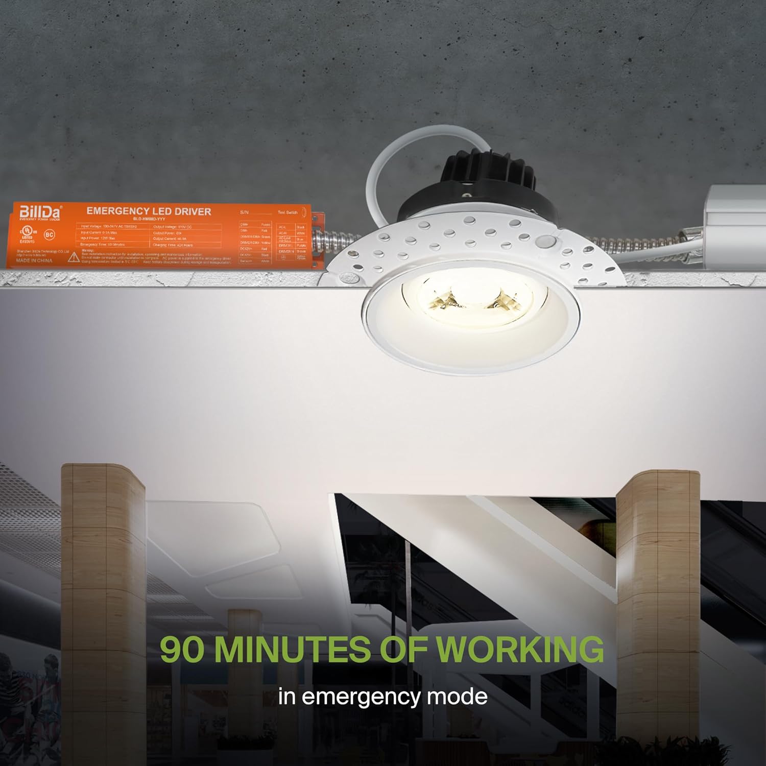 ASD Battery Back-Up Kit 8W - Suitable for LED Commercial Downlights ASD-CDL7, CD-P, CD-T - 90 Minutes Emergency Battery, 5000 Cycles of Standard Charge & Discharge - Damp Rated, UL Certified