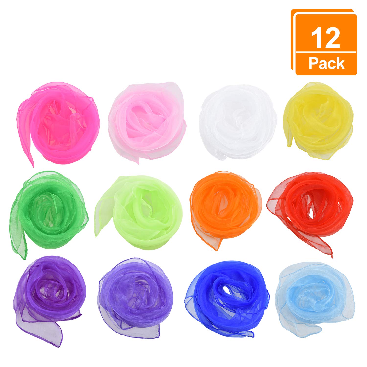 LinkbroCloths [Pack of 12] Juggling Cloths for Sensory Tool, Dancing, Juggling, 60 x 60 cm