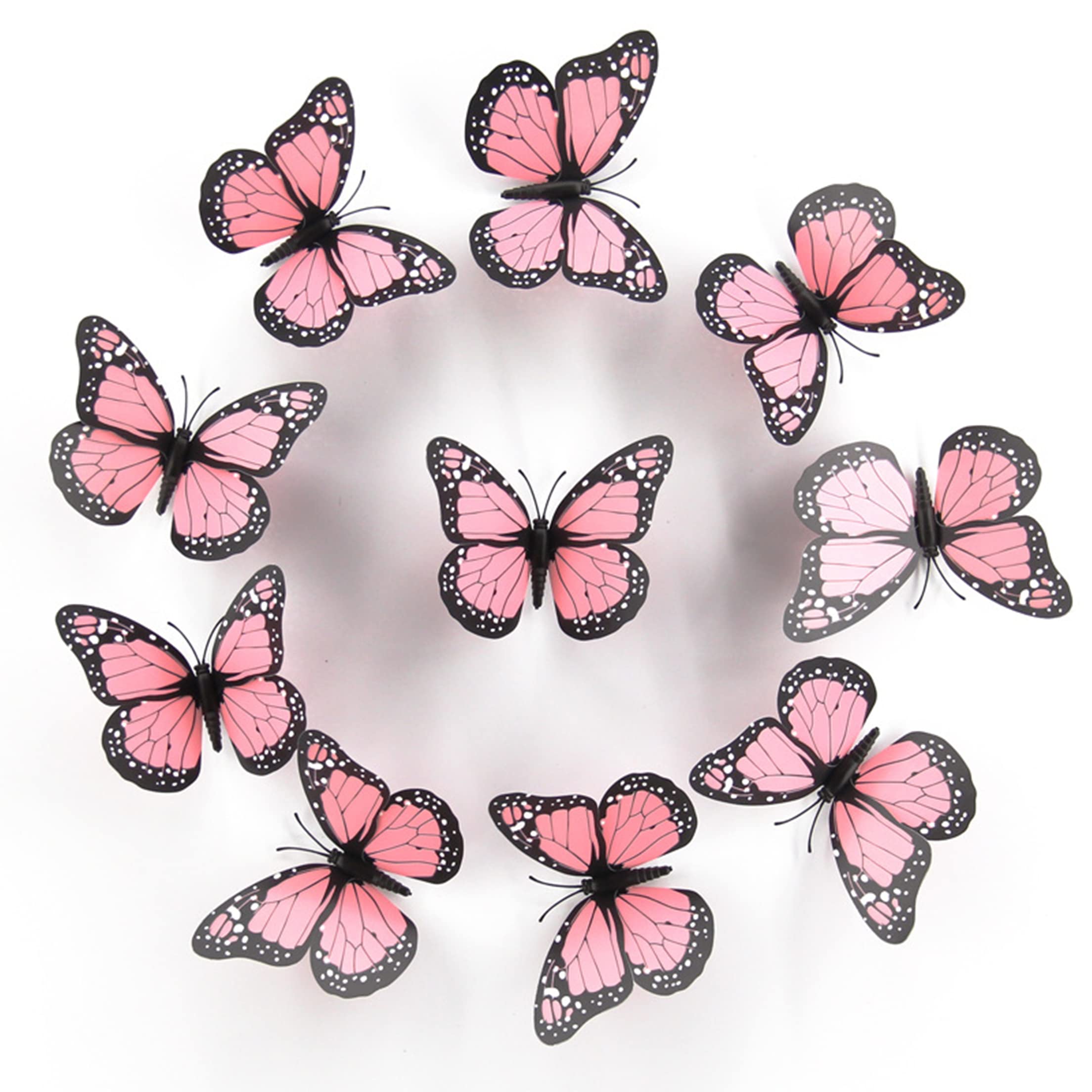 Photo 1 of 3D Butterfly Christmas Wall Sticker Easter Party Decooration Butterfly Stickers 10Pcs Butterfly Wall Decals for Baby Shower Craft Home Wall Wedding Kids Room Fridge for Nursery Room Decoration Pink