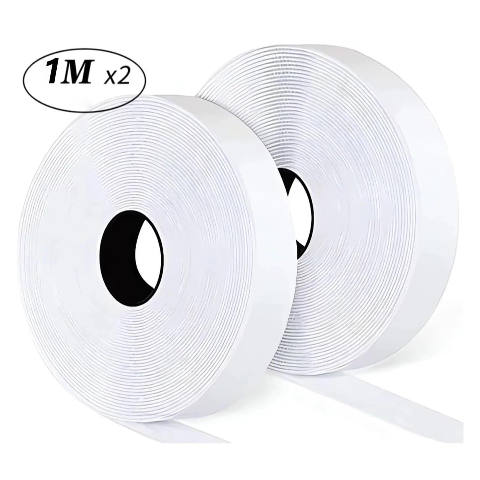 Cinta autoadhesiva de nailon con cierre gancho y bucle, tiras doble cara pegamento(White 1meter,50mm Wide)