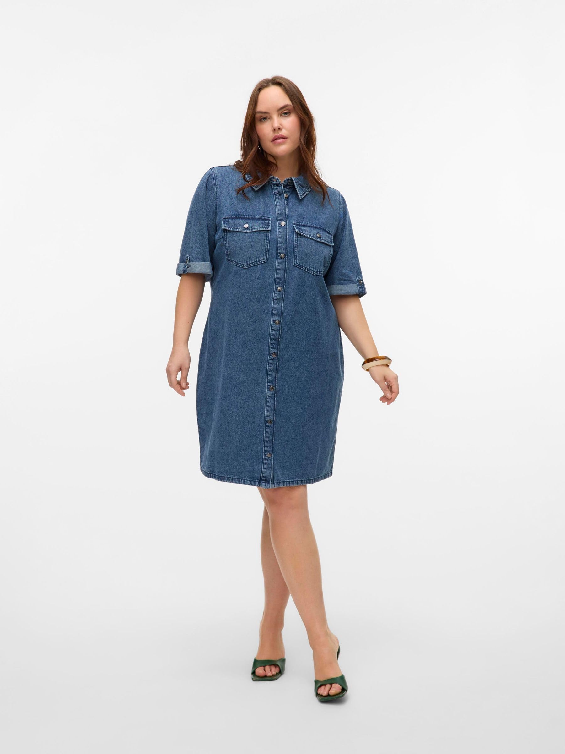 VERO Moda Damen Vero Moda Female Jeanskleid Vmcjennie Kurzes Kleid Vero Moda Female Jeanskleid VMCJENNIE Kurzes Kleid (1er Pack)