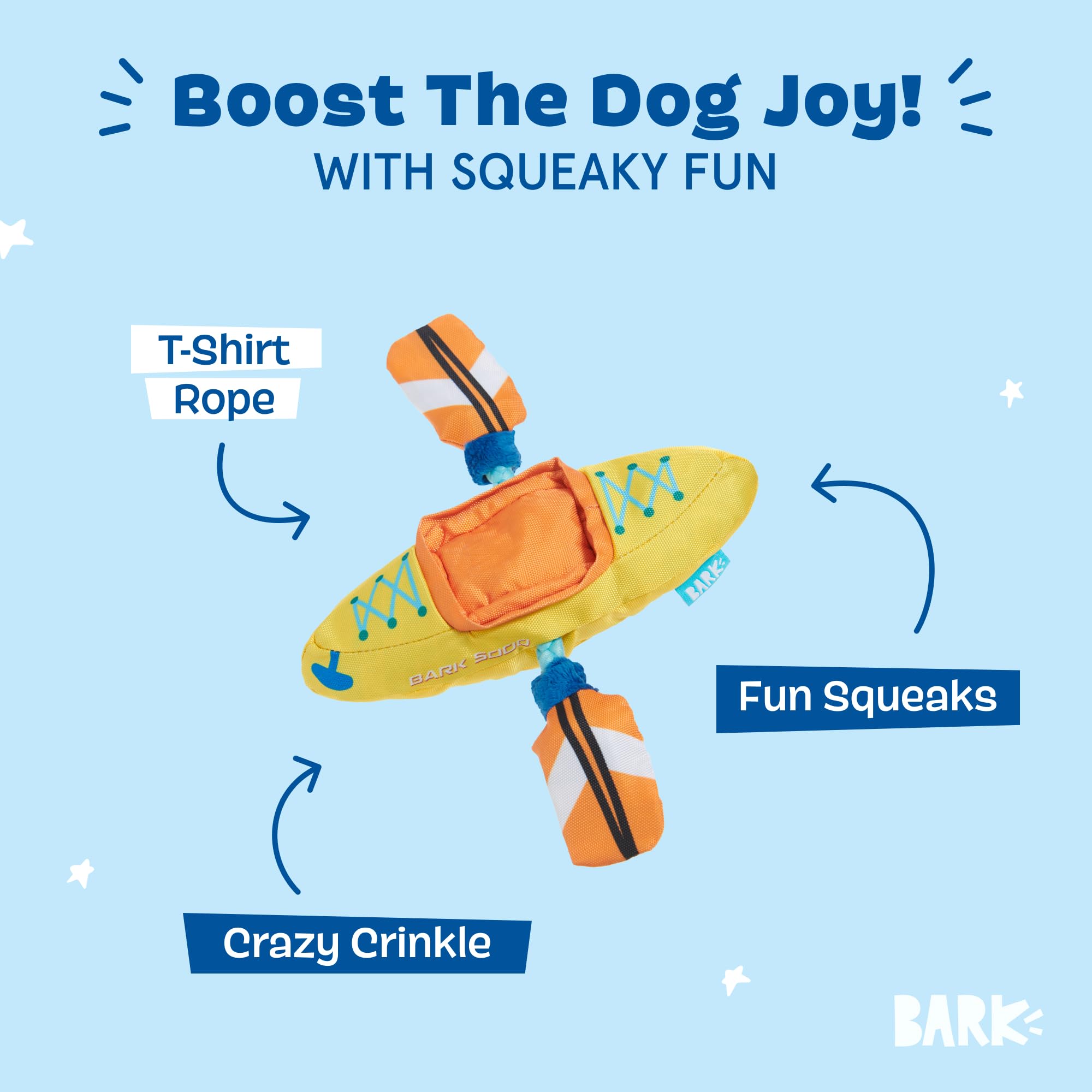 BARK Dog Toy Off Track Kayak Squeaky Plush Toy for Dogs Crazy Crinkle & Packed with Fluff - Image 2