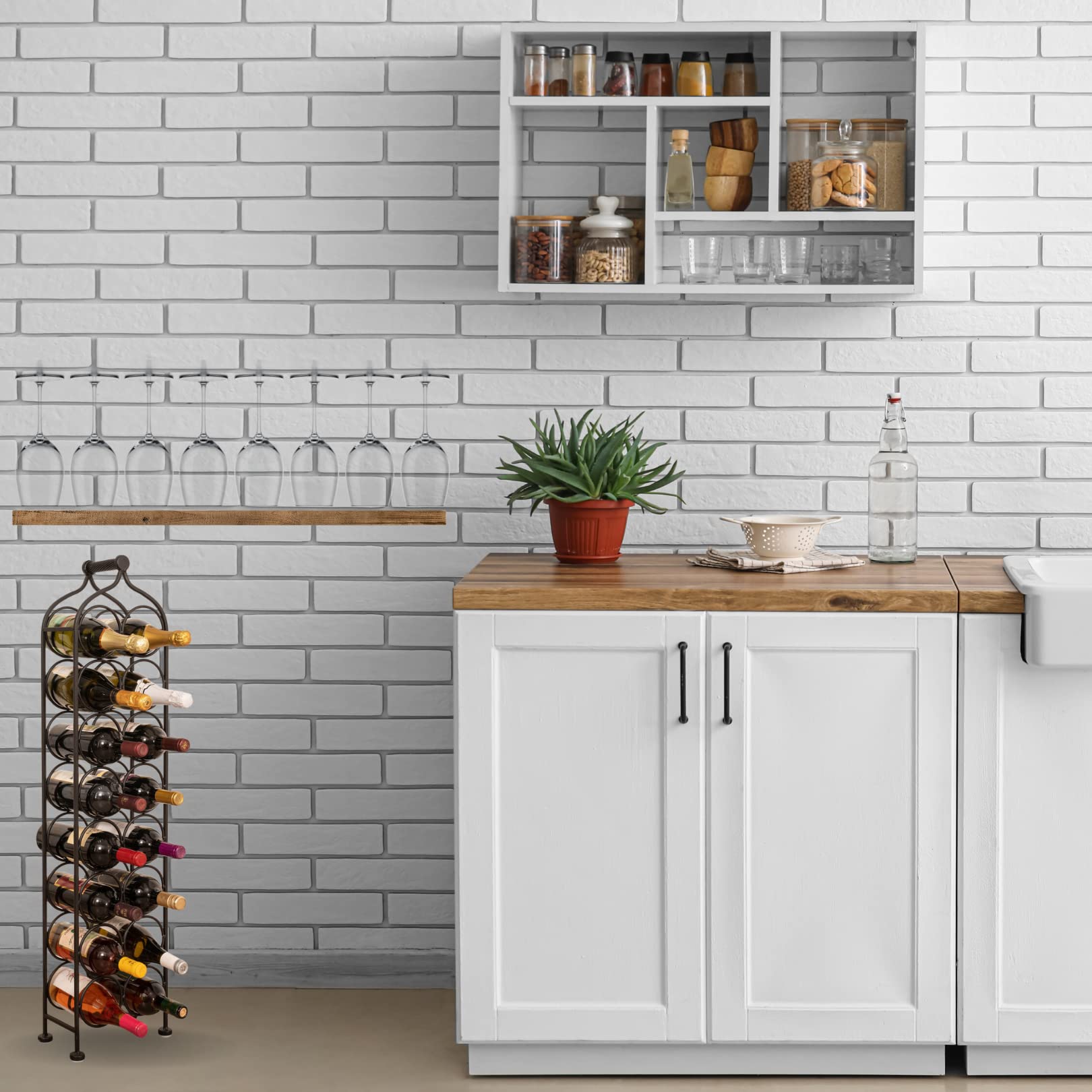 Biscottini Botellero Vino Metal 105x12x24 cm | Botellero Vino Vertical | Mueble botellero para 16 Botellas | Soporte Botellas Vino y Agua