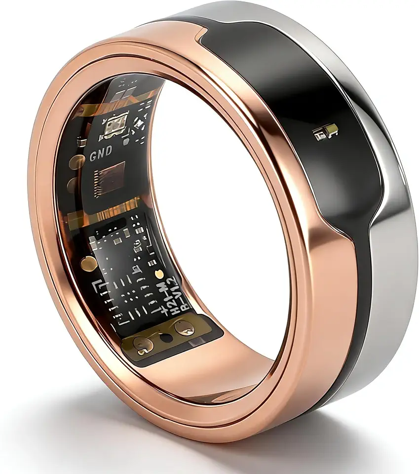 Smart Ring Health Tracker, anel inteligente de controle de toque com base de carregamento, rastreamento de sono vestível, impermeável, vida útil da bateria de 4 a 6 dias (tamanho 8)