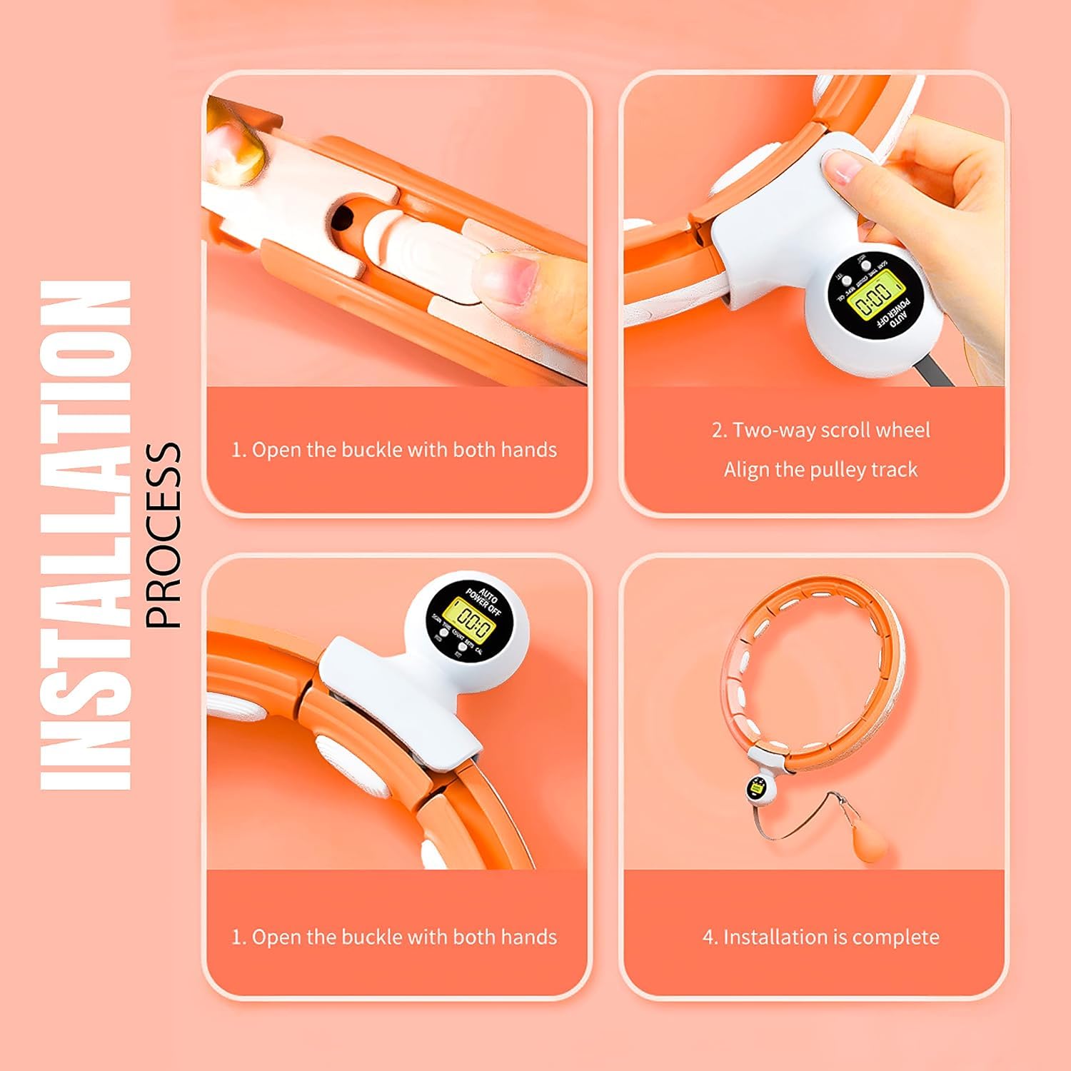 K-MART Hula Ring Hoop Ponderati Intelligenti, Anello Fitness Staccabile, Cerchio Hula con Massaggio con Palla a Rotazione Automatica a 360 Gradi, Ginnastica, Fitness per Adulti, Perdita di Peso,