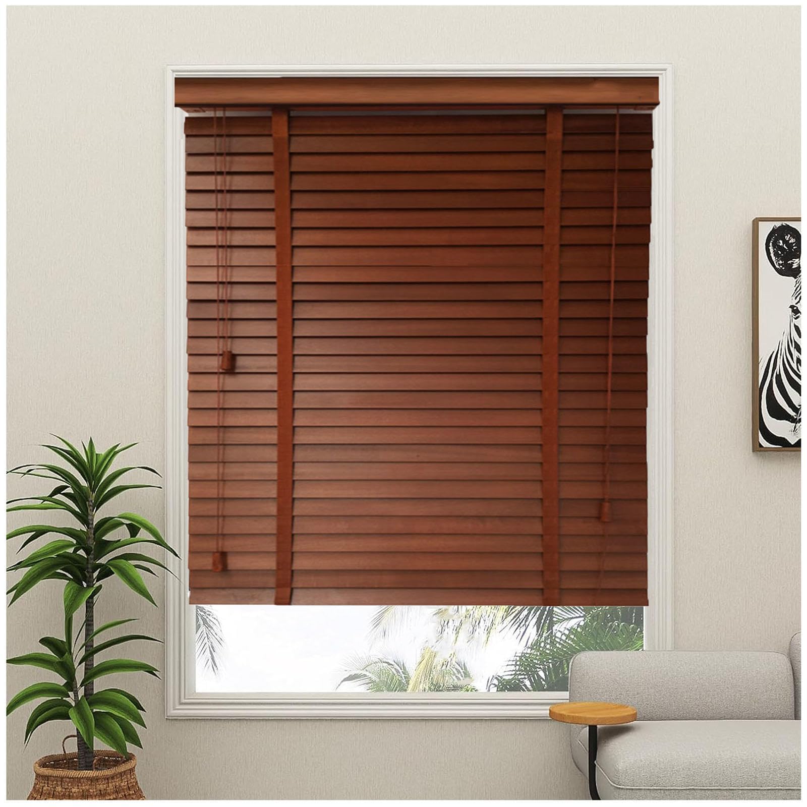 Amazon｜木製ブラインド、横型ベネチアンブラインド、茶色のブラインド