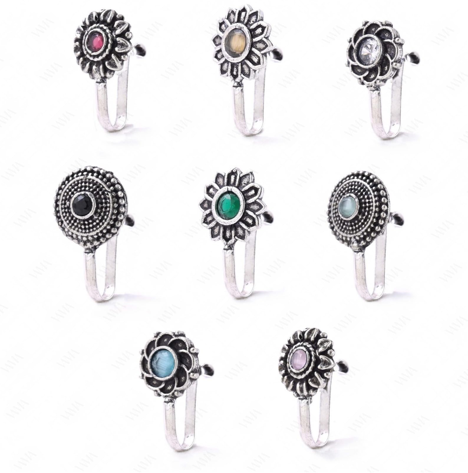 VAMA FASHIONS Traditional Maharashtrian Without Piercing Nath Nosering Pressing Type Clip on Oxidised Silver nose pin Stud for women (B0CHZ5H6F6) Amazon Price History, Amazon Price Tracker