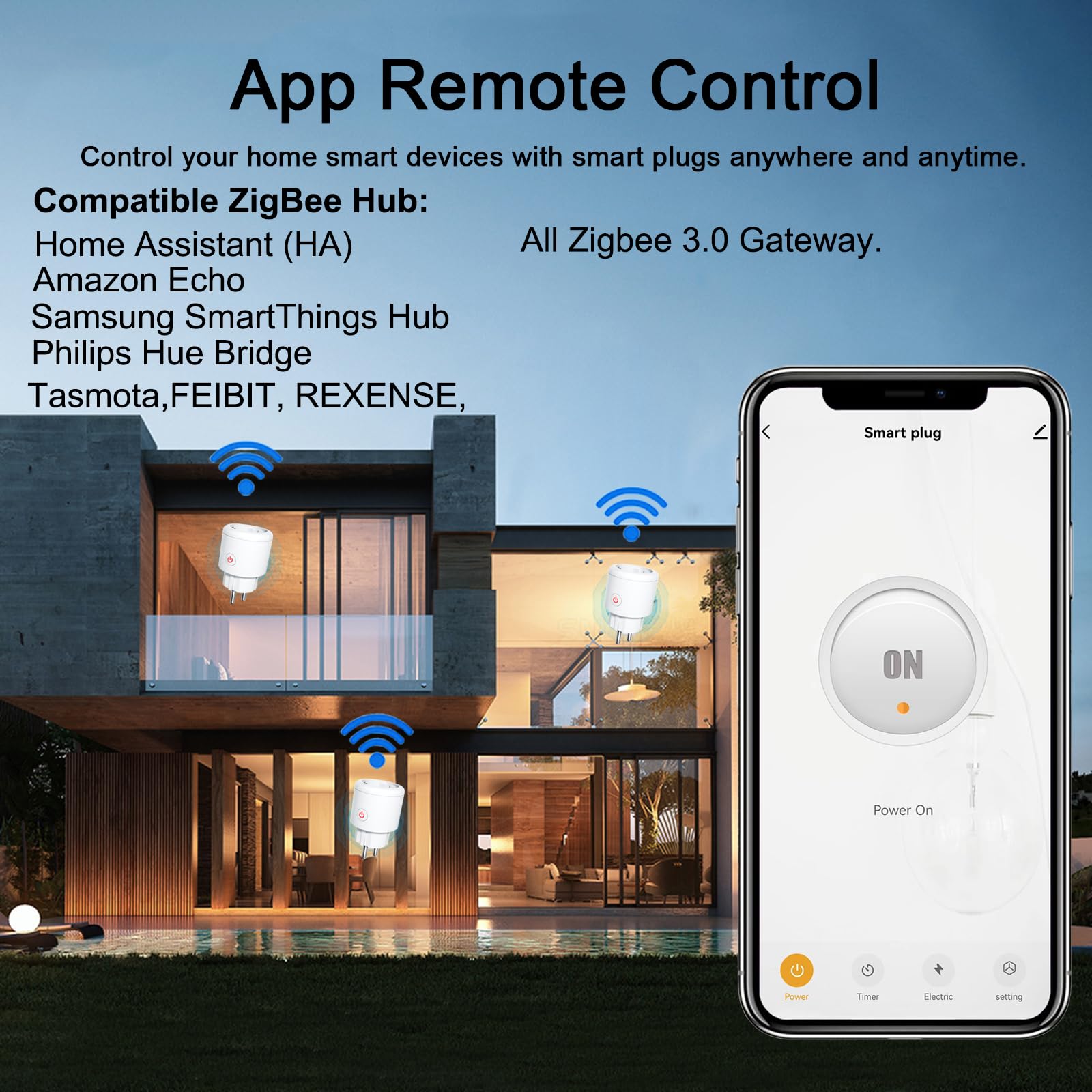 Enchufe Inteligente ZigBee, 16A Alexa Enchufe con monitor de consumo de energía, App Control remoto Smart Plug con temporizador, control por voz compatible con Alexa/Google Home,Hub Requerido