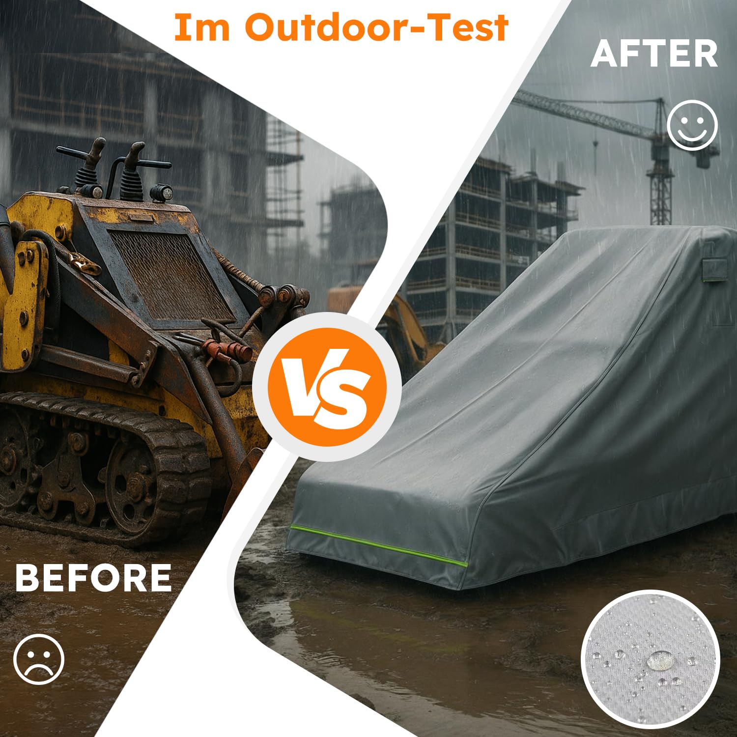 Housse de protection pour chargeuse sans cabine – Housse de pluie pour chargeuse compacte Bobcat MT100/Kubota SCL1000/New Holland C314, housse de chargeuse Dupont Oxford avec bandes réfléchissantes