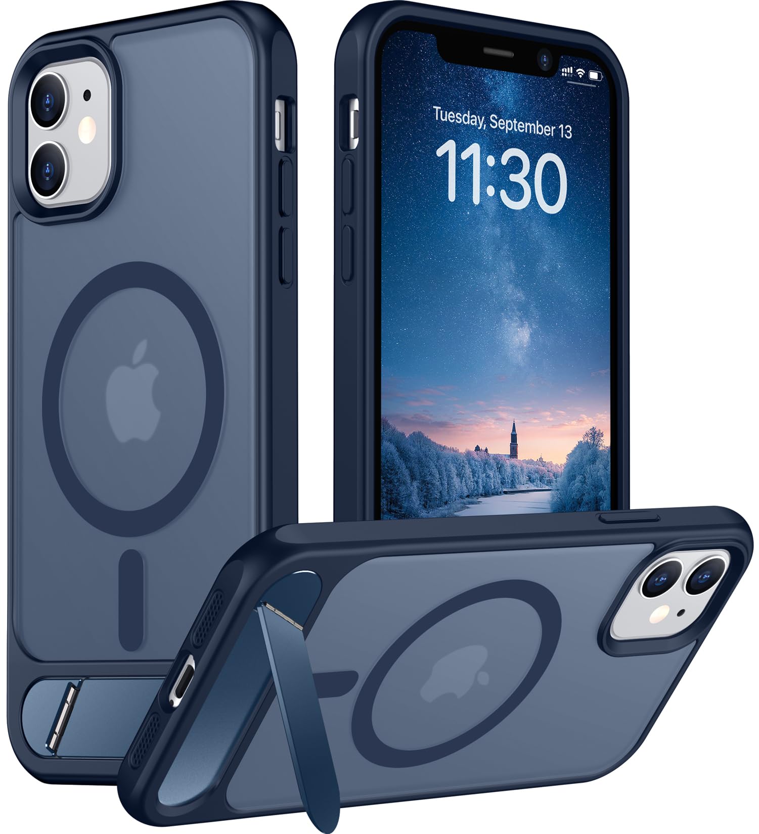 Temdan Magnetic Compatible with iPhone 11 Phone Case, [Built-in Invisible Kickstand][Compatible with MagSafe] [Military Grade Shockproof] Slim Translucent Matte Phone Case for iPhone 11 6.1"