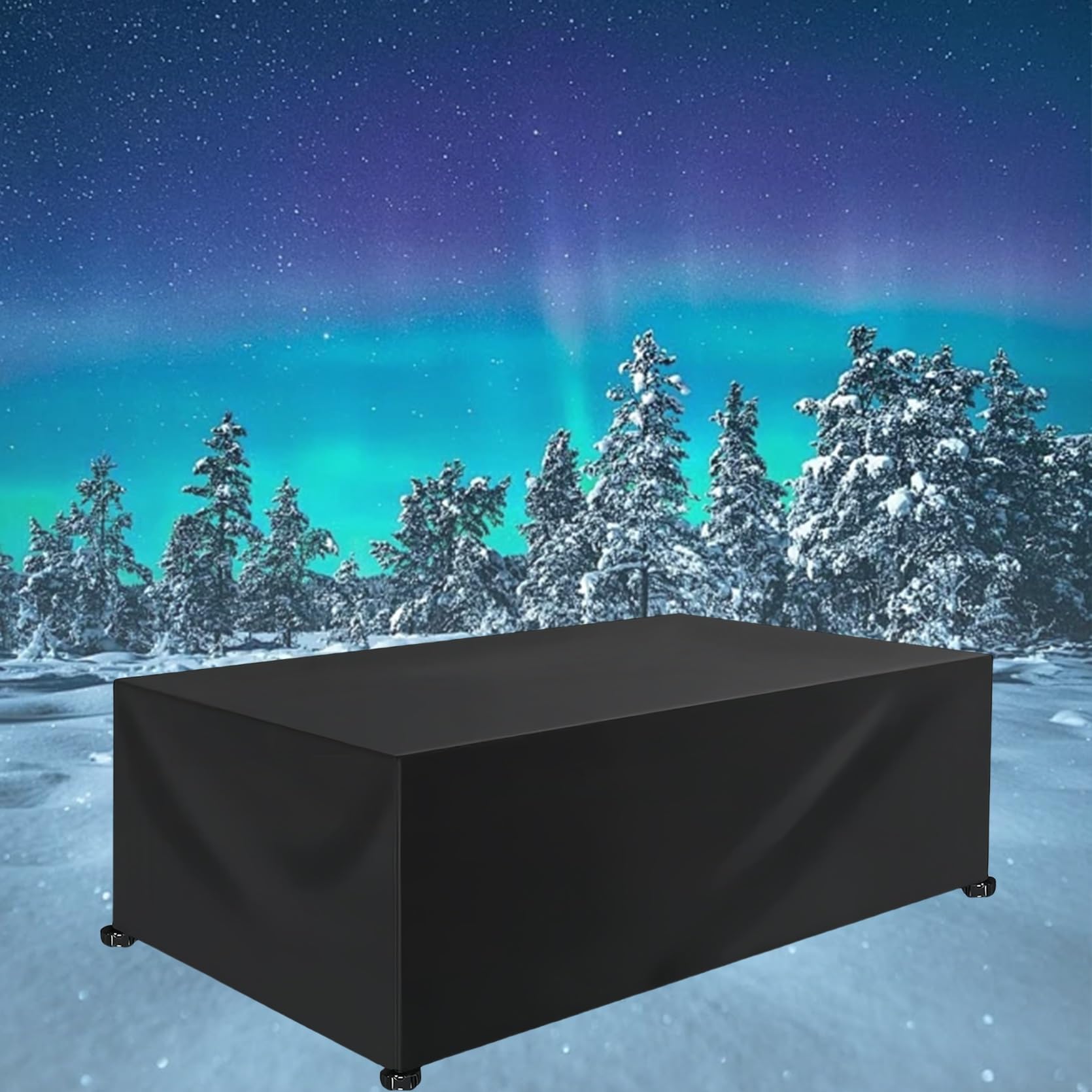 XUEQXUE Garden Furniture Covers Waterproof 100 x 200 x 100 cm(L x W x H) Tear Resistant, Waterproof, Windproof, Anti-Uv, Cube Garden Furniture Covers, for Patio Table and Chairs Set, Black