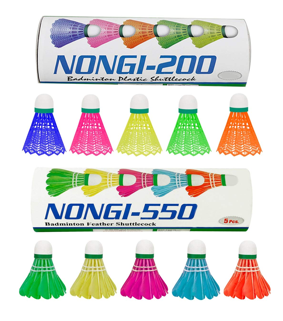 Nongi Combo Pack of 10 Shuttlecocks 550(5 Multicolor Feather), 200(Contains 5 Multicolor Plastic) for Outdoor Indoor Sports (B08FCDBLXS) Amazon Price History, Amazon Price Tracker
