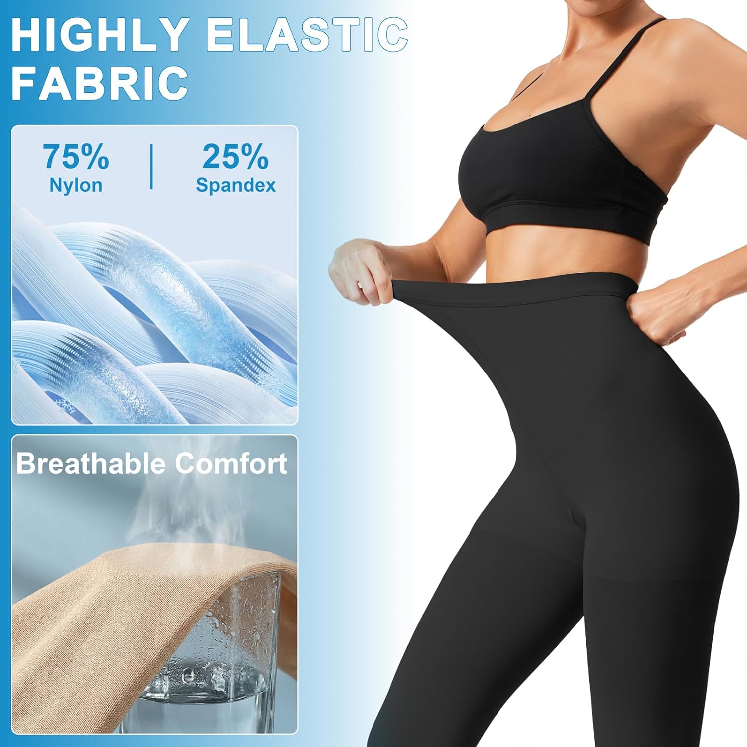 Medical Compression Pantyhose for Women & Men,20-30 mmhg Waist High Compression Stockings,Footless Graduated Support Compression Tights for Varicose Veins, Edema