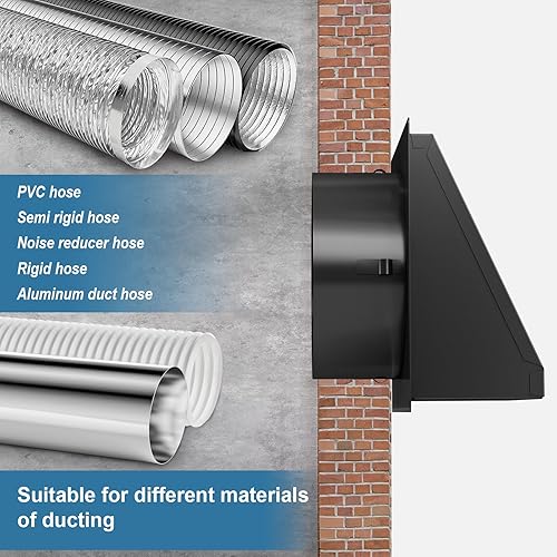 Miniatura 3 de Hon&Guan Cubierta de ventilación de secadora de 4 pulgadas para exterior con malla extraíble, extractor de ventilación de pared con solapa de no