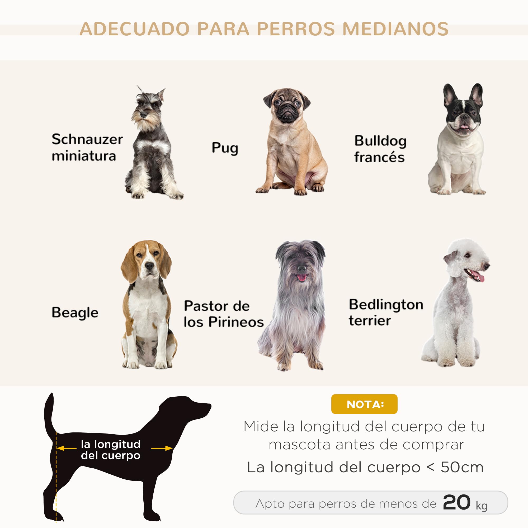 PawHut Sofá para Perros Medianos Cama Elevada para Perros con Patas de Madera Cama para Mascotas Carga 20 kg 82x54x36 cm Gris