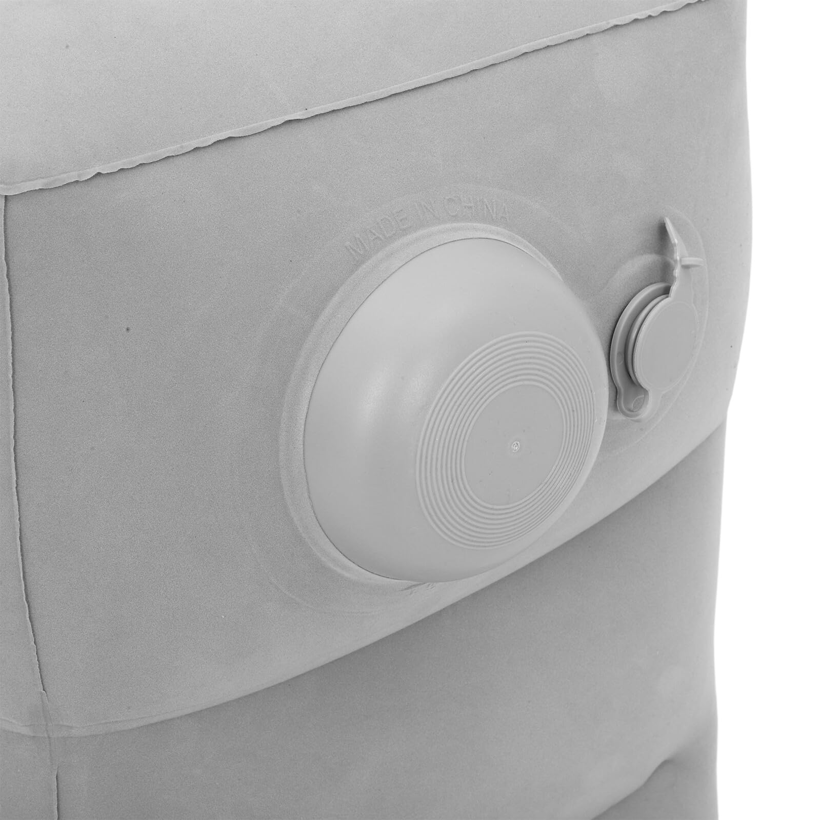 Baluue Reposapiés Inflable Portátil para Avión y Oficina Cojín Ajustable de PVC Flocado Gris Claro Triple Capa Bolsa de Almacenamiento Soporte Ergonómico para Viajes y Descanso