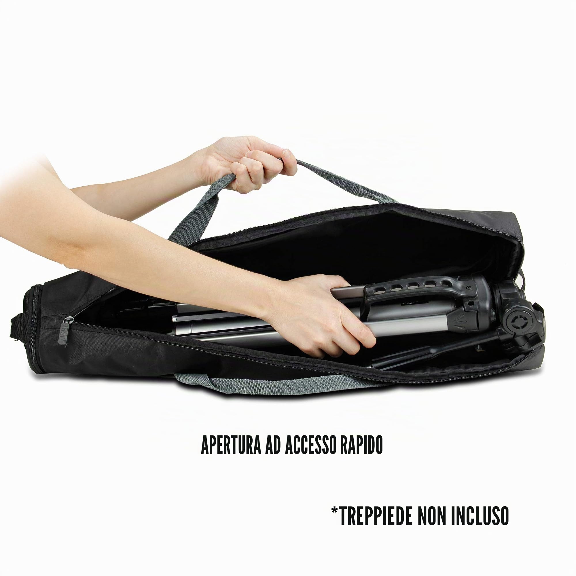 USA Gear Borsa Imbottita per Treppiede (nera) - Contiene Treppiedi da 53 a 89 cm - Prolunga Regolabile, Tasca Portaoggetti e Tracolla per Accessori Professionali per Fotocamera