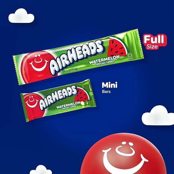 Airheads Full-Size Candy Bars, Movie Theatre Box, 6 Count Box (12-Pack)