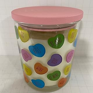 Rae Dunn Scented Candle with Love Words and Candy Hearts - Currant Cassis Scent - 10.5 oz - Valentine's Day