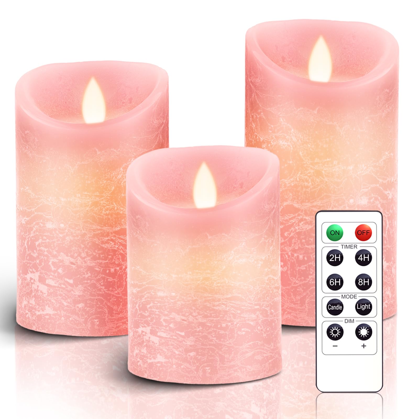Candele di cera a LED senza fiamma da 3 pezzi, funzionanti a batteria