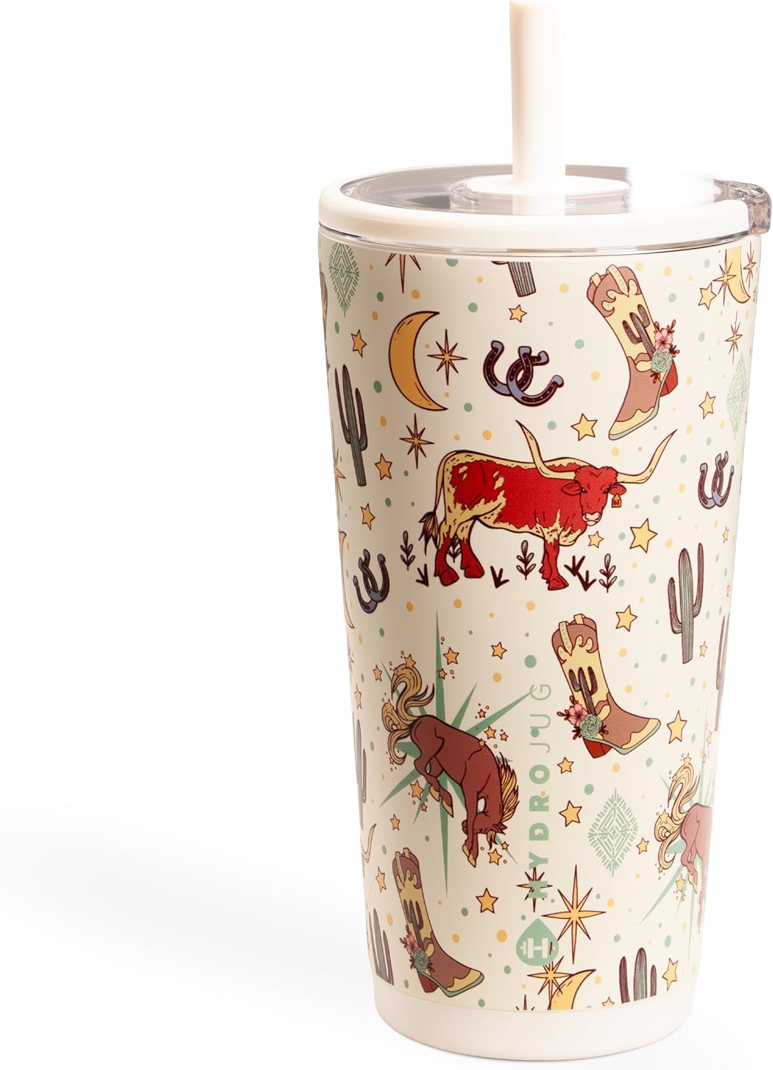 HydroJug Everyday Tumbler 20 oz – Ceramic-Lined Insulated Tumbler with Straw and Soft-Touch Lid, Cup Holder Friendly, Double-Wall Vacuum Insulation, Reusable Travel Cup – Rodeo